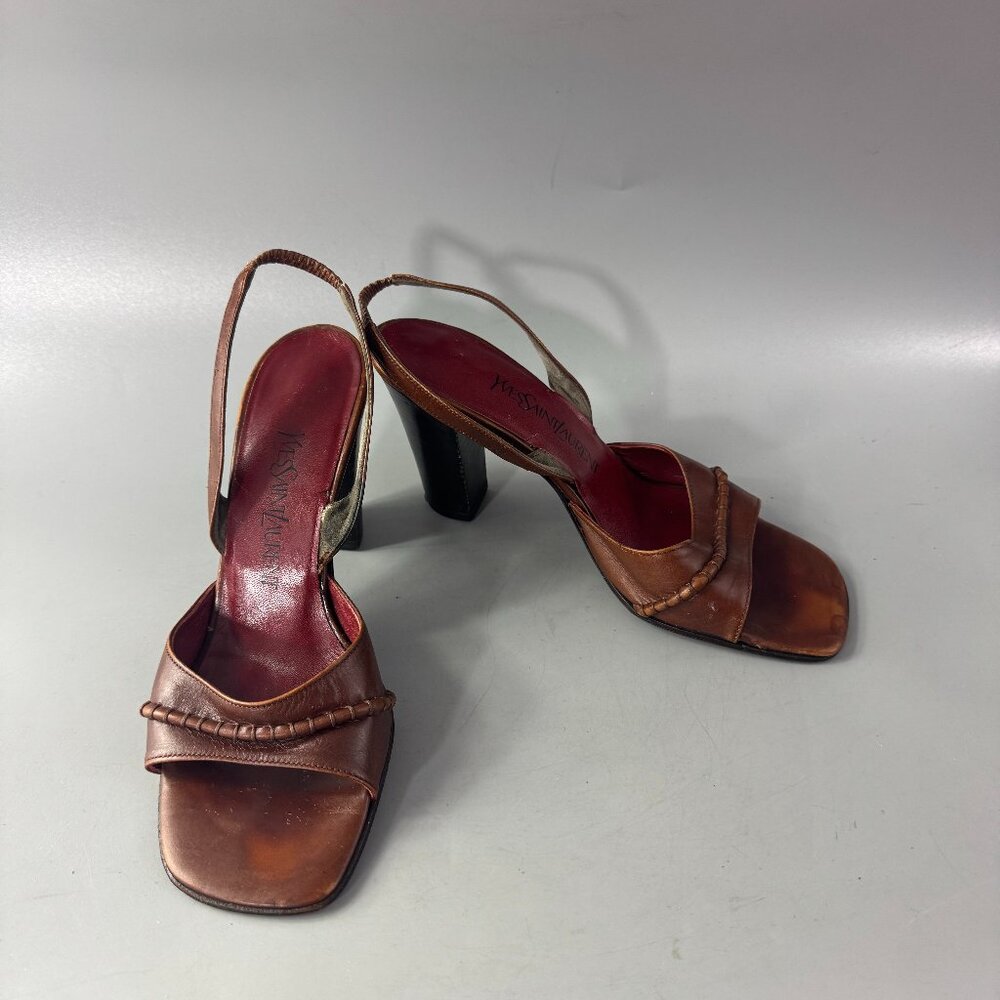 Vintage Yves Saint Laurent 70's Slingback Heels, Size 6